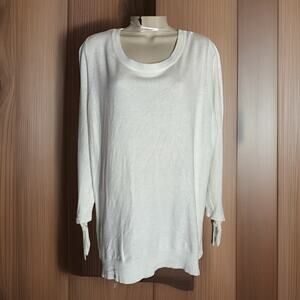 Joseph A Ivory Lightweight Sweater, 3/4 Tie Sleeves, Super Soft, Sz Medium, EUC